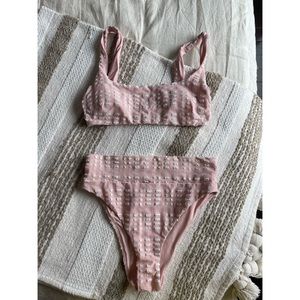 Aerie pink gingham high waisted bikini
